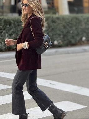 Lauren Ralph Lauren Wine Velvet Blazer Size 2